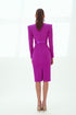 FUCHSIA V-NECK DETAILED PENCIL DRESS - Barrus London